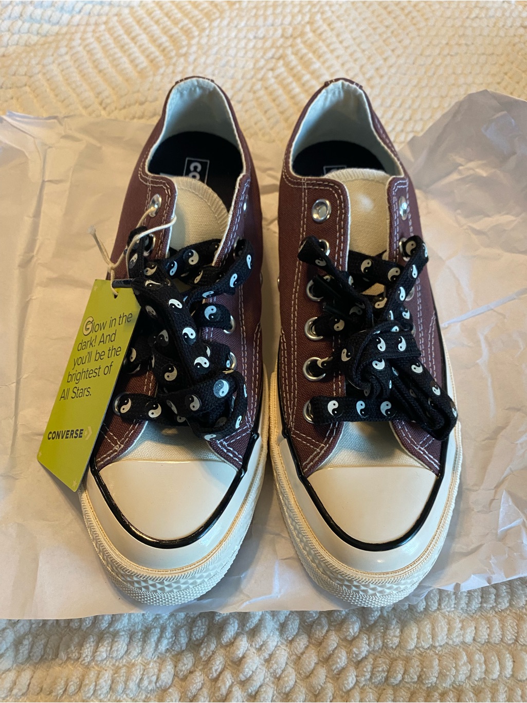 *New*Converse Sneakers In Trail Mixed/Egret/Black With Glow In The Dark Laces.
